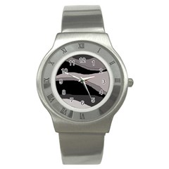 Black And Gray Design Stainless Steel Watch by Valentinaart