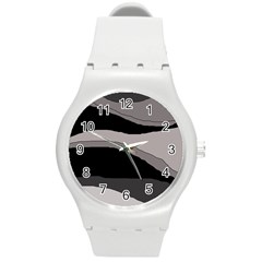 Black And Gray Design Round Plastic Sport Watch (m) by Valentinaart