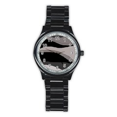 Black And Gray Design Stainless Steel Round Watch by Valentinaart