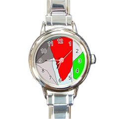 Colorful Abstraction Round Italian Charm Watch by Valentinaart