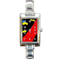 Red Abstraction Rectangle Italian Charm Watch by Valentinaart