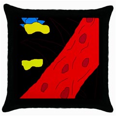 Red Abstraction Throw Pillow Case (black) by Valentinaart