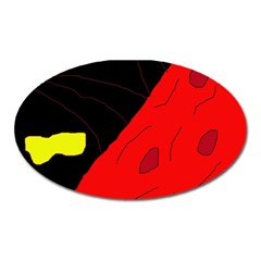 Red Abstraction Oval Magnet by Valentinaart