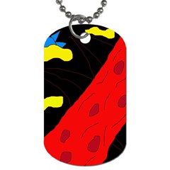 Red Abstraction Dog Tag (two Sides) by Valentinaart