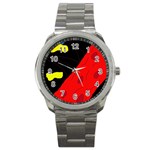 Red abstraction Sport Metal Watch Front