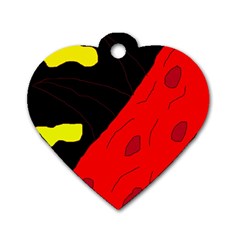 Red Abstraction Dog Tag Heart (two Sides) by Valentinaart