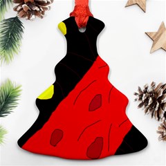 Red Abstraction Christmas Tree Ornament (2 Sides) by Valentinaart