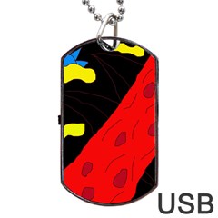 Red Abstraction Dog Tag Usb Flash (two Sides)  by Valentinaart