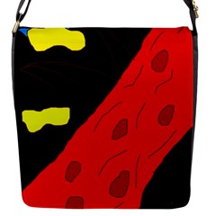 Red Abstraction Flap Messenger Bag (s) by Valentinaart