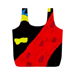 Red Abstraction Full Print Recycle Bags (m)  by Valentinaart