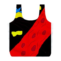 Red Abstraction Full Print Recycle Bags (l)  by Valentinaart