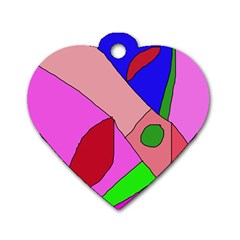 Pink Abstraction Dog Tag Heart (two Sides) by Valentinaart