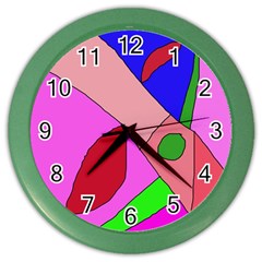 Pink Abstraction Color Wall Clocks by Valentinaart