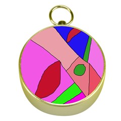 Pink Abstraction Gold Compasses by Valentinaart