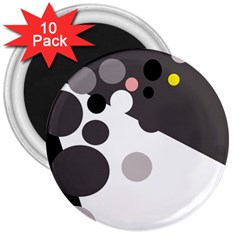 Gray, Yellow And Pink Dots 3  Magnets (10 Pack)  by Valentinaart