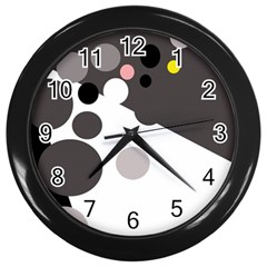 Gray, Yellow And Pink Dots Wall Clocks (black) by Valentinaart