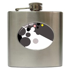 Gray, Yellow And Pink Dots Hip Flask (6 Oz) by Valentinaart