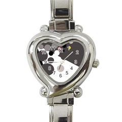 Gray, Yellow And Pink Dots Heart Italian Charm Watch by Valentinaart