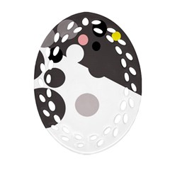 Gray, Yellow And Pink Dots Ornament (oval Filigree)  by Valentinaart