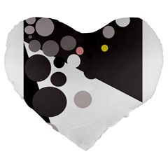 Gray, Yellow And Pink Dots Large 19  Premium Heart Shape Cushions by Valentinaart