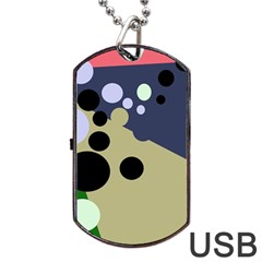 Elegant Dots Dog Tag Usb Flash (one Side) by Valentinaart