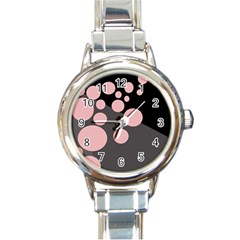 Pink Dots Round Italian Charm Watch by Valentinaart