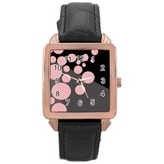 Pink Dots Rose Gold Leather Watch  by Valentinaart