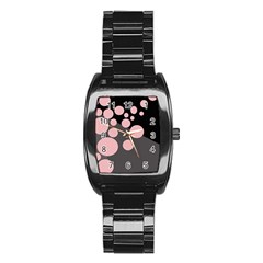 Pink Dots Stainless Steel Barrel Watch by Valentinaart