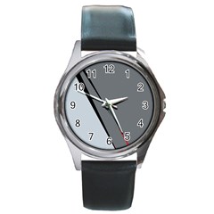 Elegant Gray Round Metal Watch by Valentinaart