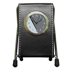 Elegant Gray Pen Holder Desk Clocks by Valentinaart