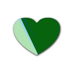 Green Design Rubber Coaster (heart)  by Valentinaart