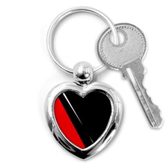 Black And Red Design Key Chains (heart)  by Valentinaart