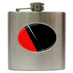 Black and red design Hip Flask (6 oz) Front