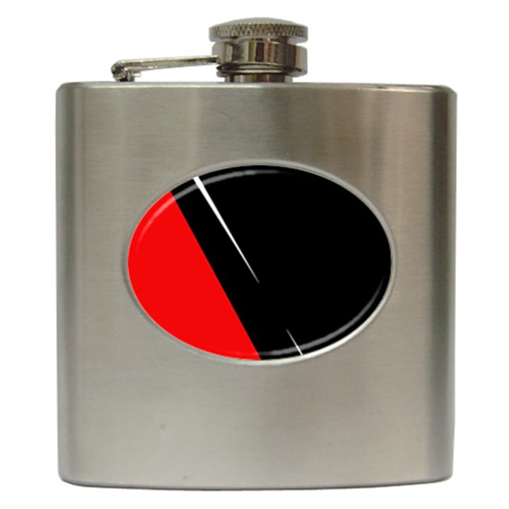 Black and red design Hip Flask (6 oz)