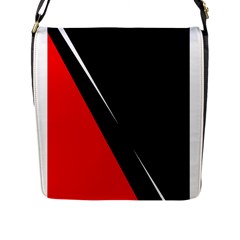 Black And Red Design Flap Messenger Bag (l)  by Valentinaart