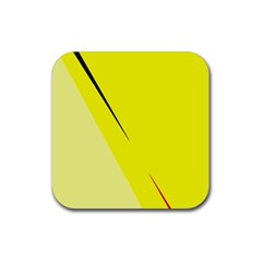 Yellow Design Rubber Coaster (square)  by Valentinaart