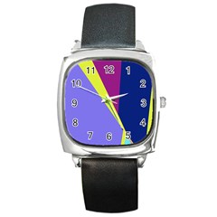 Geometrical Abstraction Square Metal Watch by Valentinaart