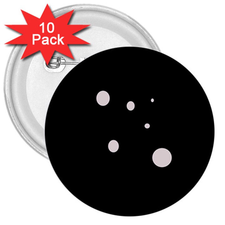 White dots 3  Buttons (10 pack) 