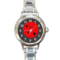 Red Circle Round Italian Charm Watch by Valentinaart