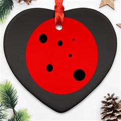 Red Circle Ornament (heart)  by Valentinaart