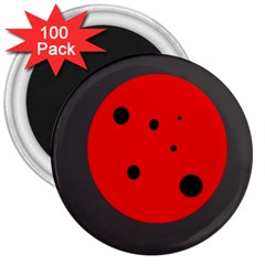 Red Circle 3  Magnets (100 Pack) by Valentinaart