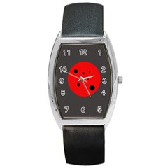 Red Circle Barrel Style Metal Watch by Valentinaart