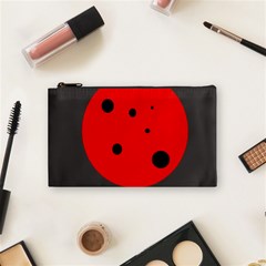 Red Circle Cosmetic Bag (small)  by Valentinaart