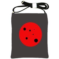 Red Circle Shoulder Sling Bags by Valentinaart