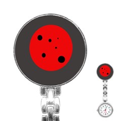 Red Circle Stainless Steel Nurses Watch by Valentinaart