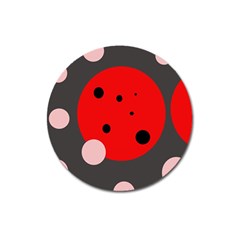 Red And Pink Dots Magnet 3  (round) by Valentinaart