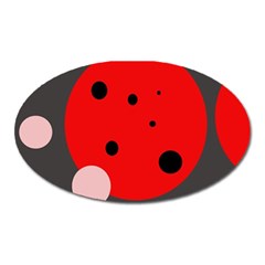 Red And Pink Dots Oval Magnet by Valentinaart