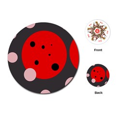 Red And Pink Dots Playing Cards (round)  by Valentinaart