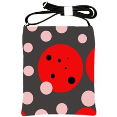 Red And Pink Dots Shoulder Sling Bags by Valentinaart