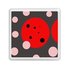 Red And Pink Dots Memory Card Reader (square)  by Valentinaart